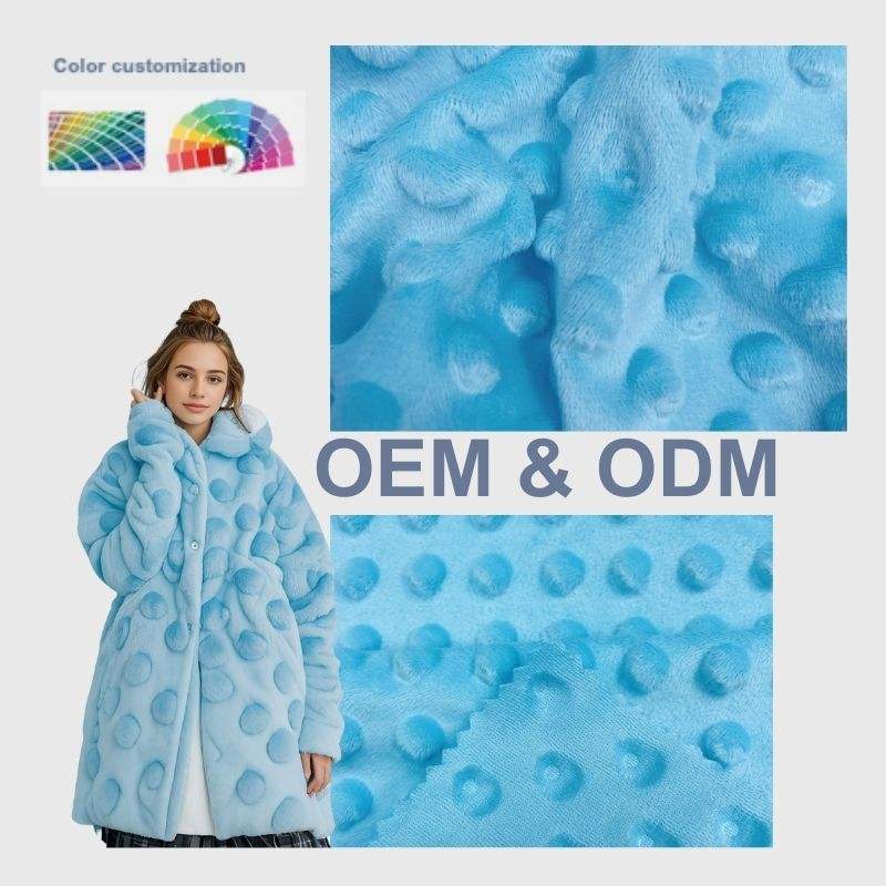 Delantex Factory Price 230gsm Stretch One Side Jacquard Bubble Flannel Fabric for Girls Sleepwear Anti-Static Lining Free Sample