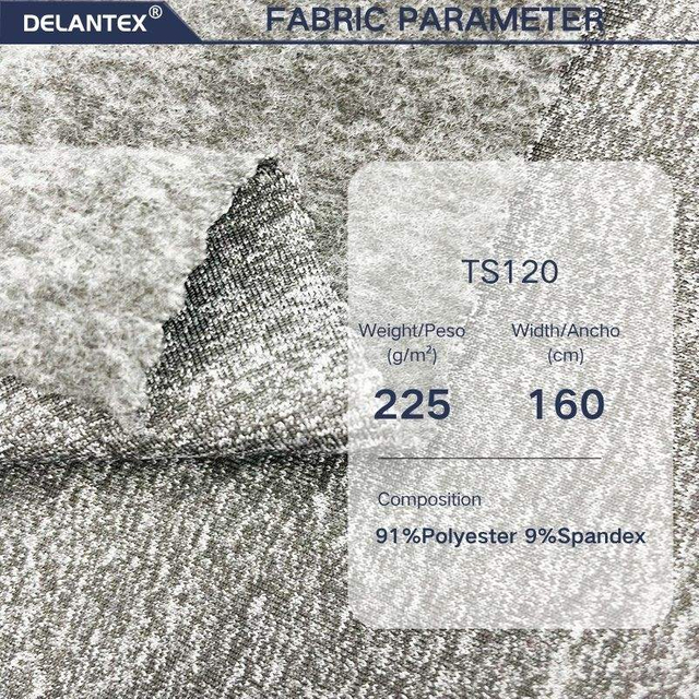 Delantex Grey Cationice Dty Brushed Polyester Spandex Jersey Fabric with One Side Fleece