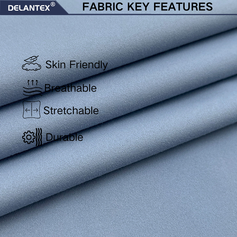 Delantex Comfortable Sportswear Fabric Breathable for Sportswear Stretch Plain for Garments Plastic Roll Packing