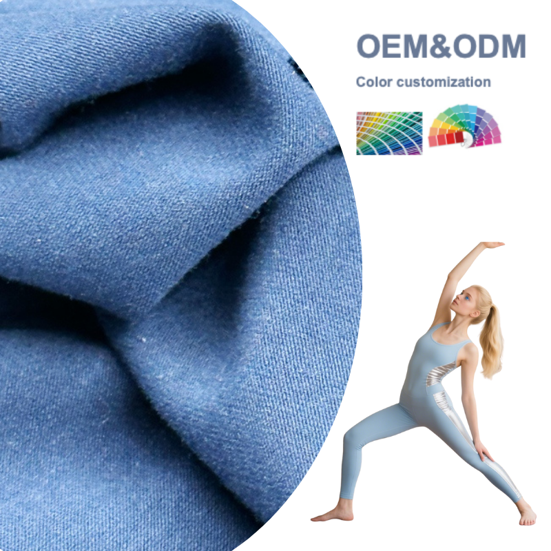 Delantex Hot Sale Yoga Fabric-32% Polyester 8% Spandex 60%cotton Stretch Legging Breathable 180gsm Sportswear for Girls Plain