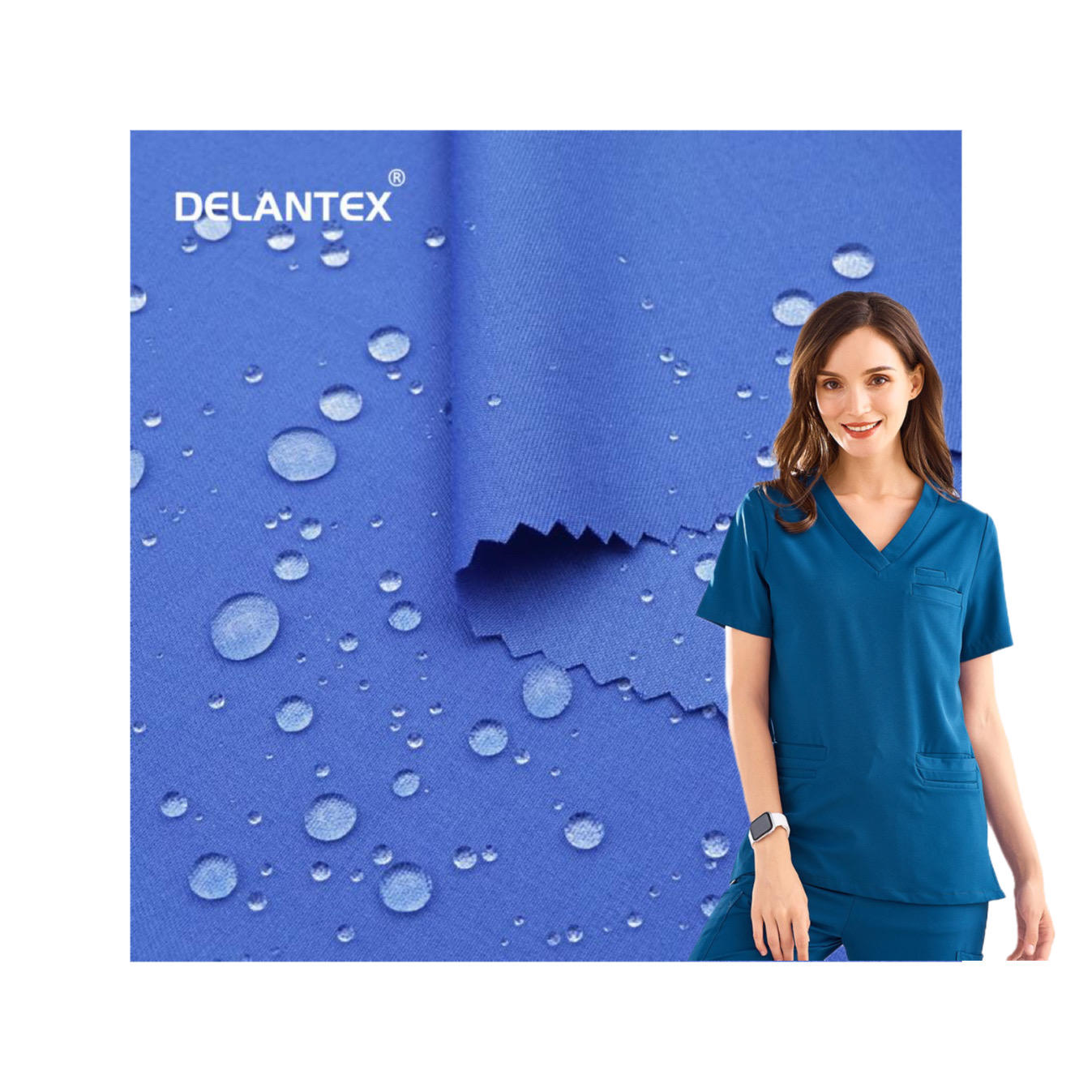Delantex Wholesale Trs Antimicrobial Fabric Polyester Rayon Spandex Fabric for Nursing Scrubs Uniform Medical Fabric Free Sample