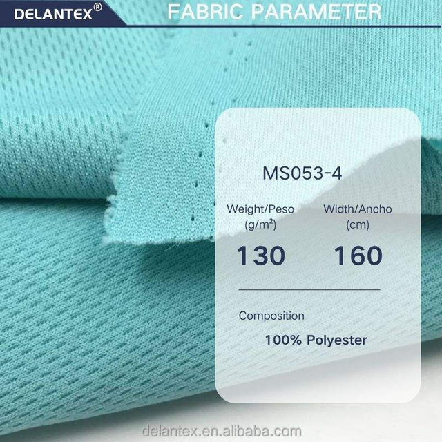 Delantex High Quality 100% Polyester Birds Eye Air Mesh Fabric Breathable Stretch for Outdoor Sports Free Sample