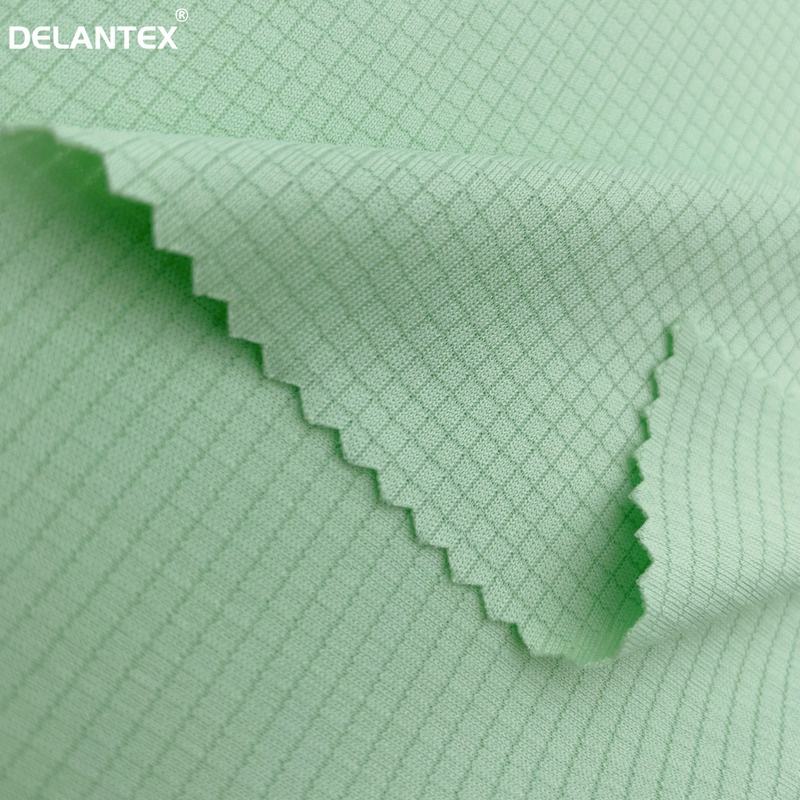 Delantex Moisture Wicking Breathable Plaid Checkered Mesh Jersey Fabric for T-shirt Free Sample