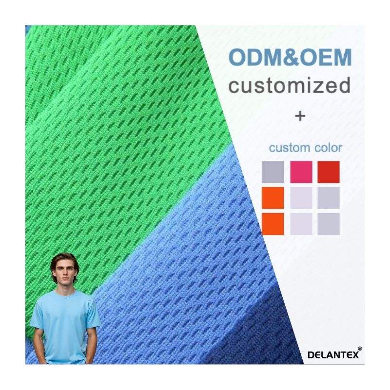 Delantex 100% Polyester Bird Eye Fabric 75D Oval Mesh Breathable Sports Wicking Quick-Drying T-Shirt Material Free Sample