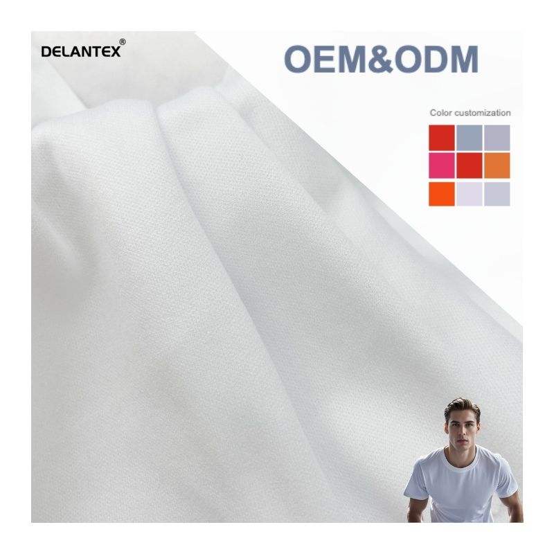 Delantex Plain Dyed Elastic Breathable White Interlock Fabric for Sublimation Printing Free Sample