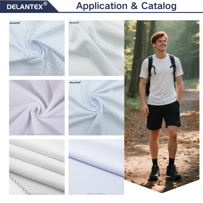 Delantex Sport Polyester Sportswear Fabric Dri Fit Swear Garments Fabrics Polyester Fabric for Sublimation Printing Mesh