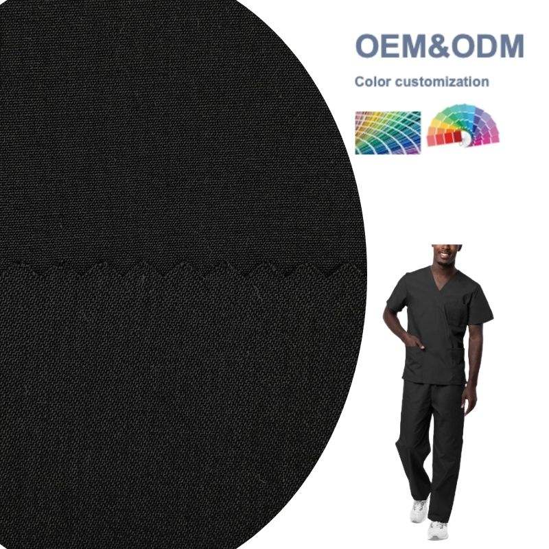 Delantex Factory Customization 63% Polyester 34% Rayon 3% Spandex Medical Scrubs Fabric for Medical Uniform