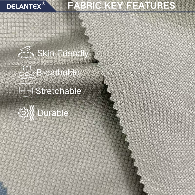 Delantex 100%polyester Small square 215gsm Men's Tops Fabric