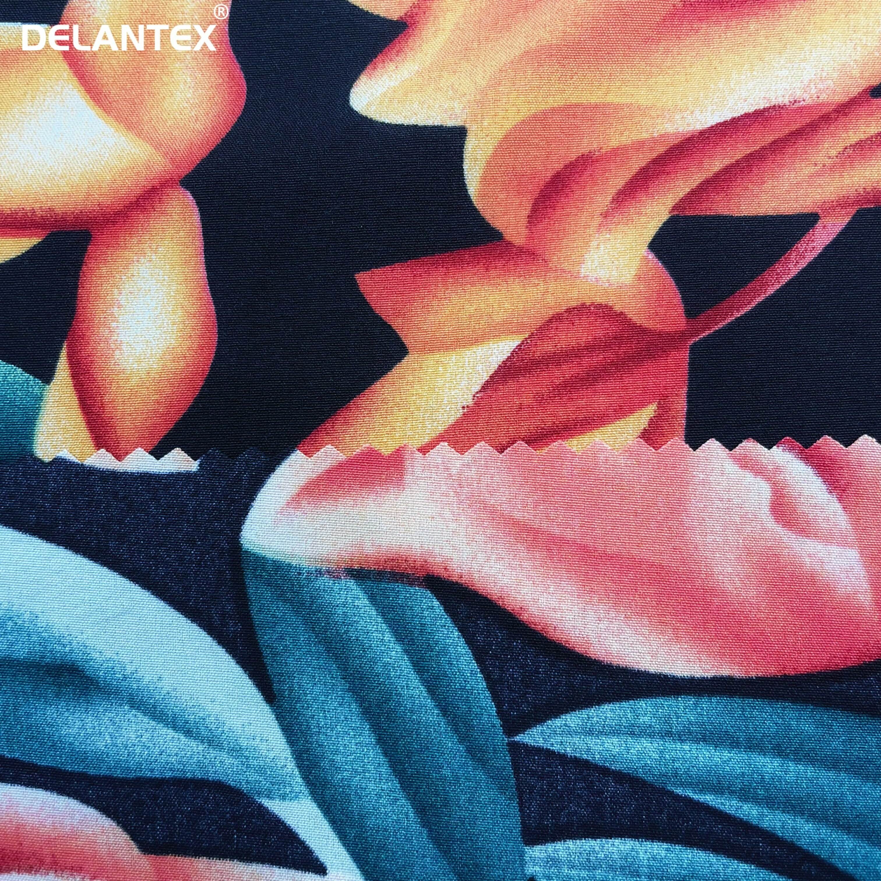 Delantex Manufacture Colorful 95%Polyester 5%Spandex Quick Drying Printed 4-Way Stretch Fabric for Blouse