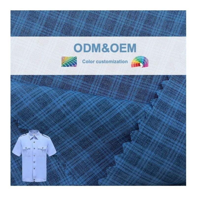 Delantex High Performance Super Soft Light Extinction Cationic Plaids Fabric for Workwear Uniform