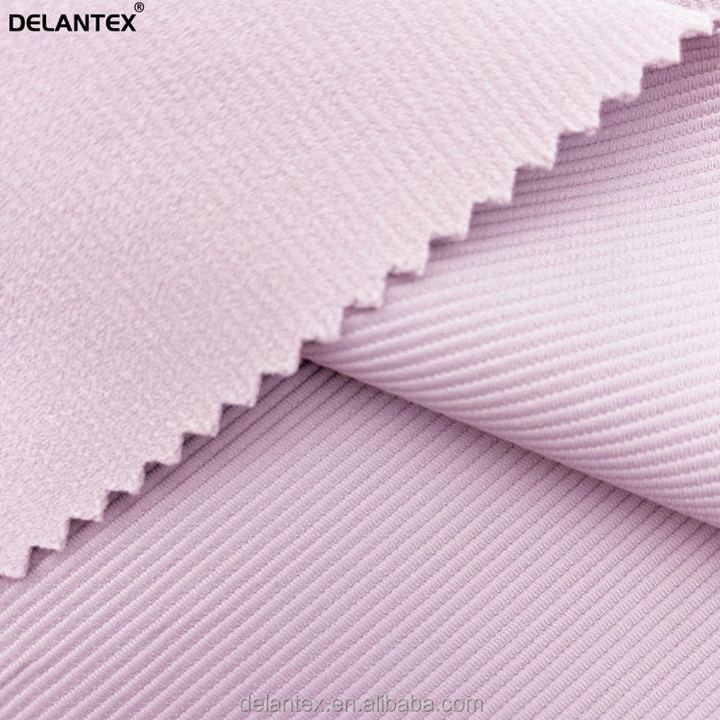 Delantex Plain Dyed Nylon Spandex Micro Fiber Knitted Rib Fabric for Yoga Leggings