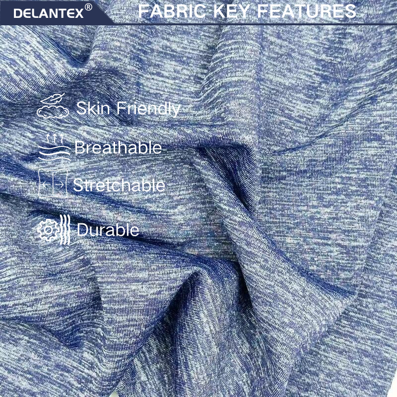 Delantex High Stretch Knit 165gsm 170cm Spandex Fabric Material, Free Sample Nylon Fabric for Sportswear