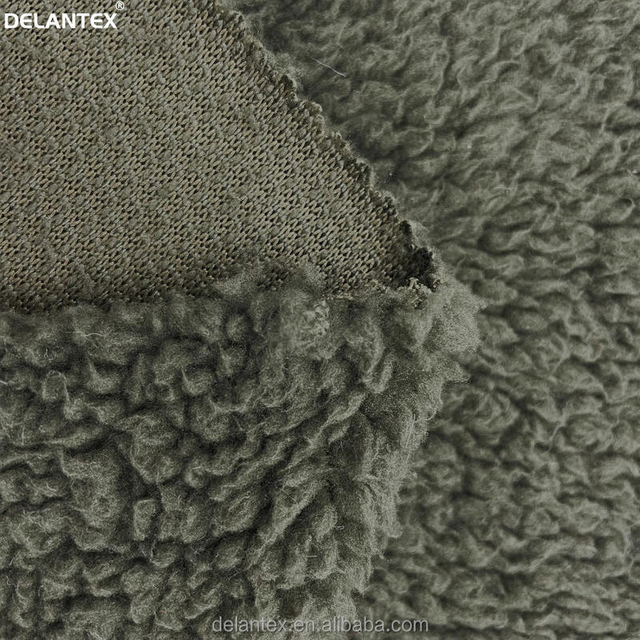 DTY 210GSM Green Breathable Recycled Polyester Sherpa Fleece Fabric for Winter Garment