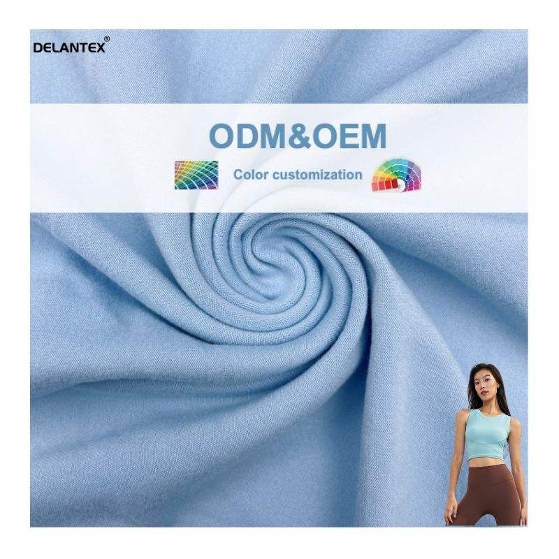 Delantex Hot Sale Skin Friendly Double Brushed Polyester Spandex Elastic Jersey Fabric for Sportswear