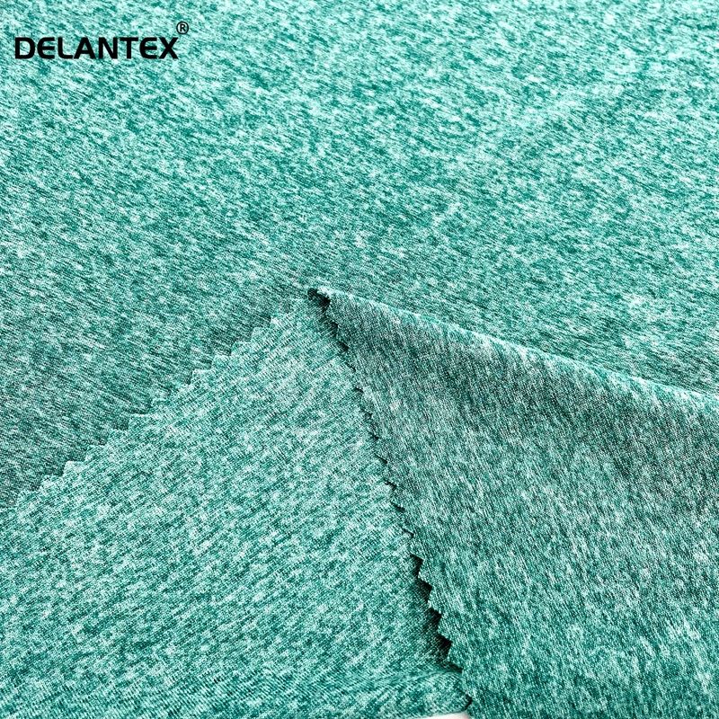 Delantex Cationic 90%Polyester 10%Spandex Melange Single Jersey for Sportswear