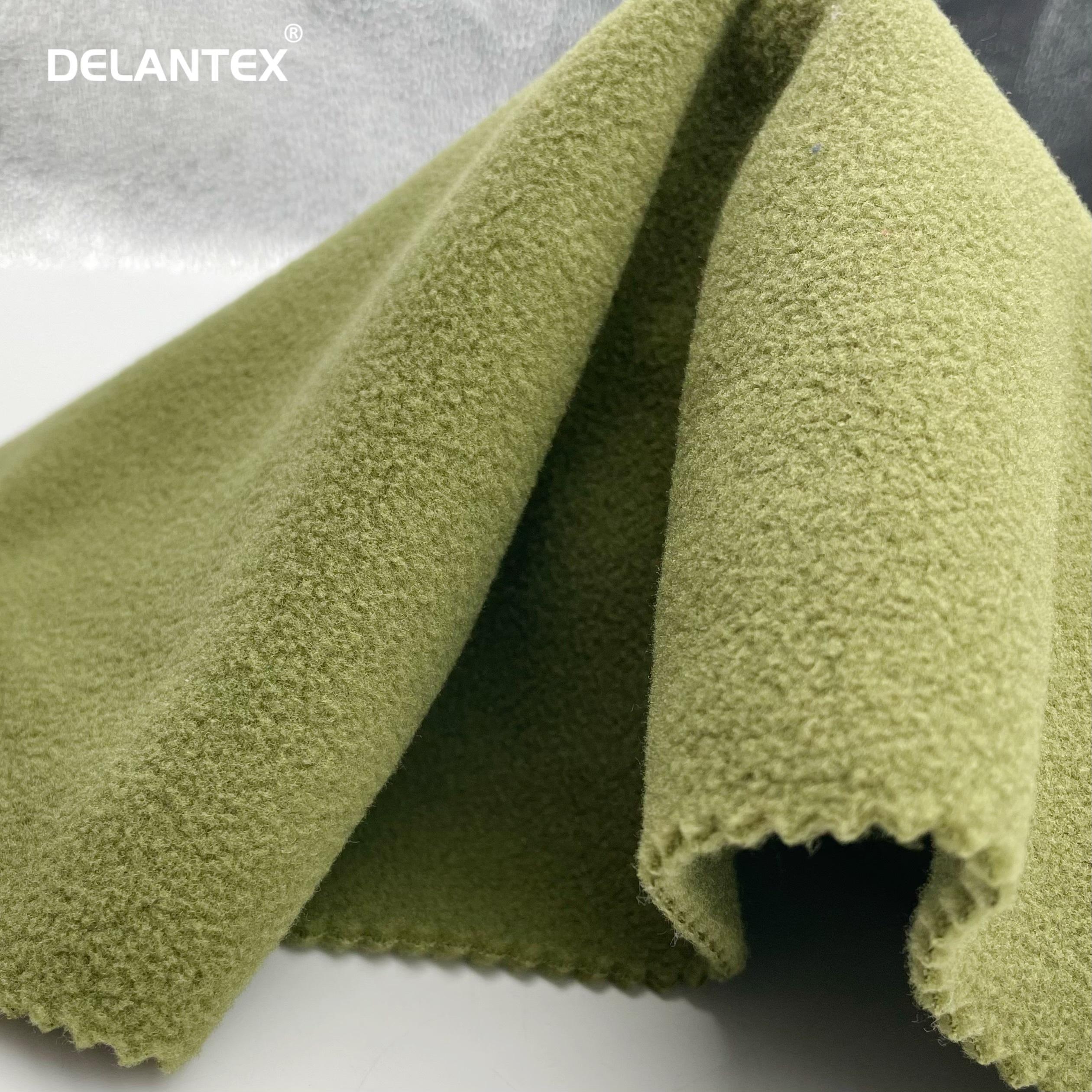 Delantex Manufacture Green Skin Friendly Heat Thermo Brushed Polar Fleece Fabric