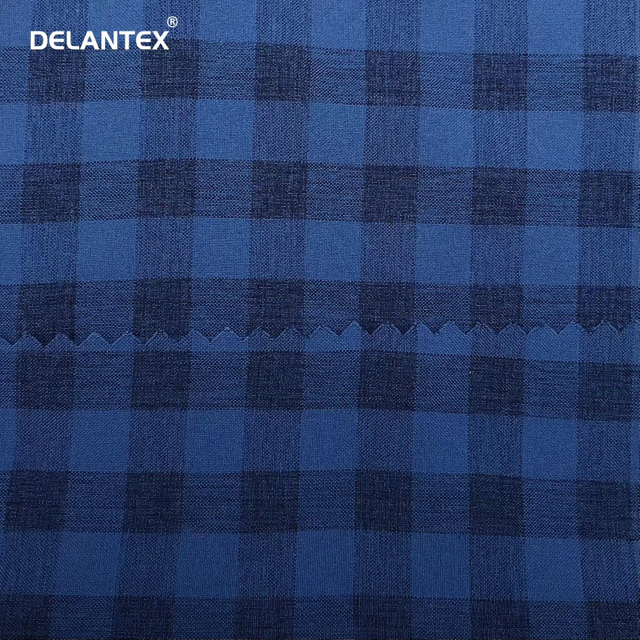 Delantex Lightweight Encryption Anti-Static Woven Polyester Cationic Grid Fabric for Shirt
