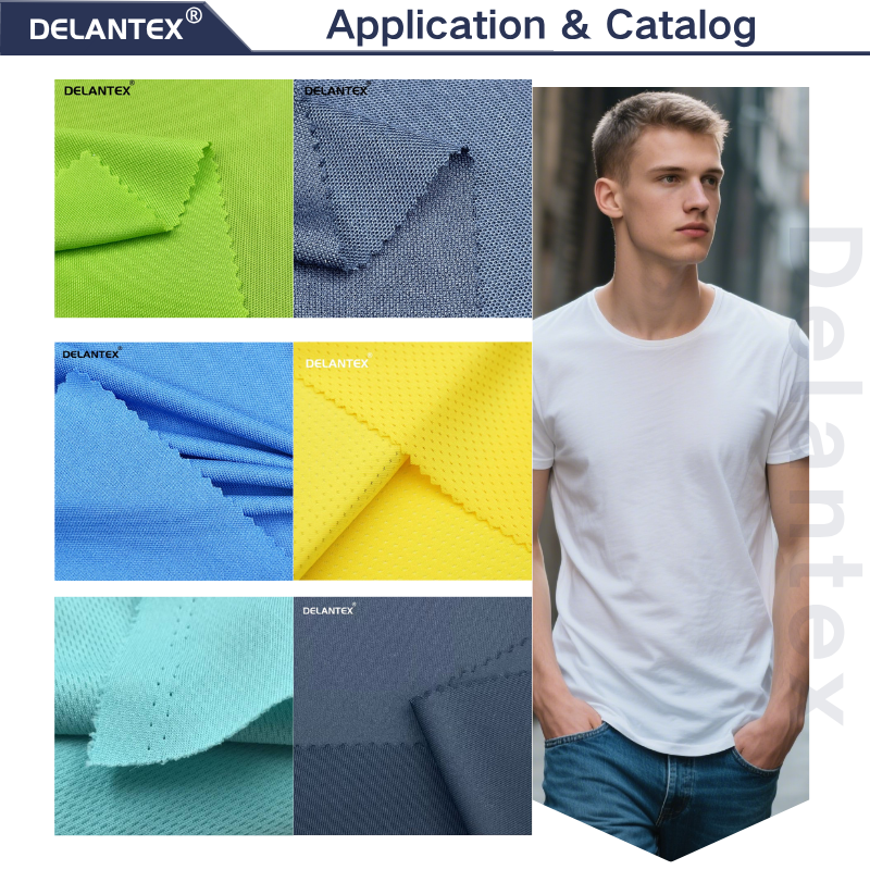 Delantex 100 Polyester Quick Dry Mesh Fabric for Sportswear Moisture Wicking Football Jersey Mesh Material Free Sample