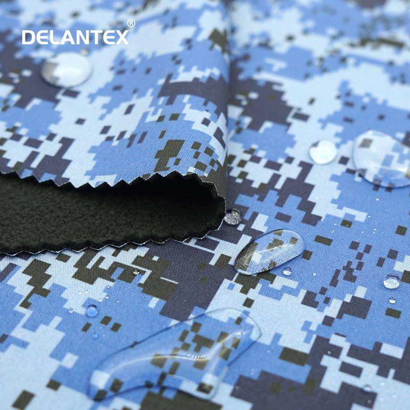 Delantex Polyester Waterproof Breathable Camouflage Printed 3 Layer TPU Bonded Fleece Soft Shell Outdoor Clothes Fabric