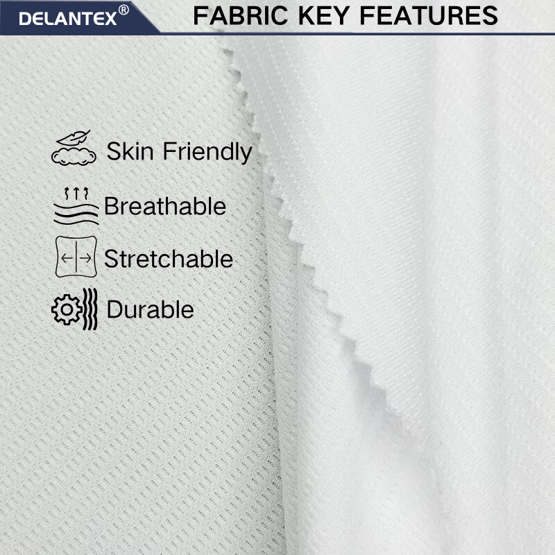 Delantex Breathable Men's Sports Quick Drying T-shirt Fabric Sublimation Bird Eyes Dry Fit Fabric 175cm 200gsm