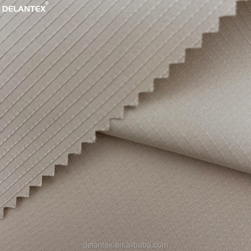 Delantex Anti-Static Water Repellent Brown Dobby Pongee Material 100% Polyester for Girls' Outdoor Garments