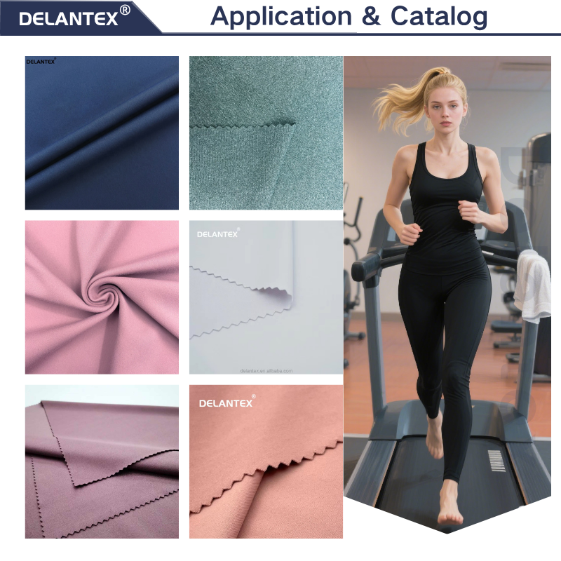 Delantex Polyester Spandex Fabric Weft Quick-Dry Breathable Plain Dye for Garments Packaged Rolls China Textile Manufacturing