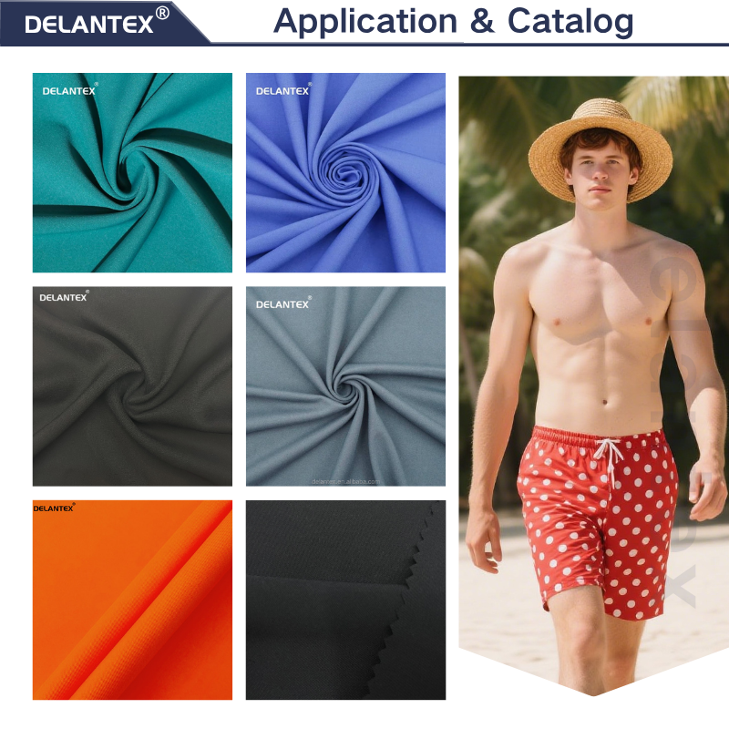Delantex 100% Polyester Men's Beach Pants Breathable Quick Drying Stiff Color Chinese Fabric Supplier