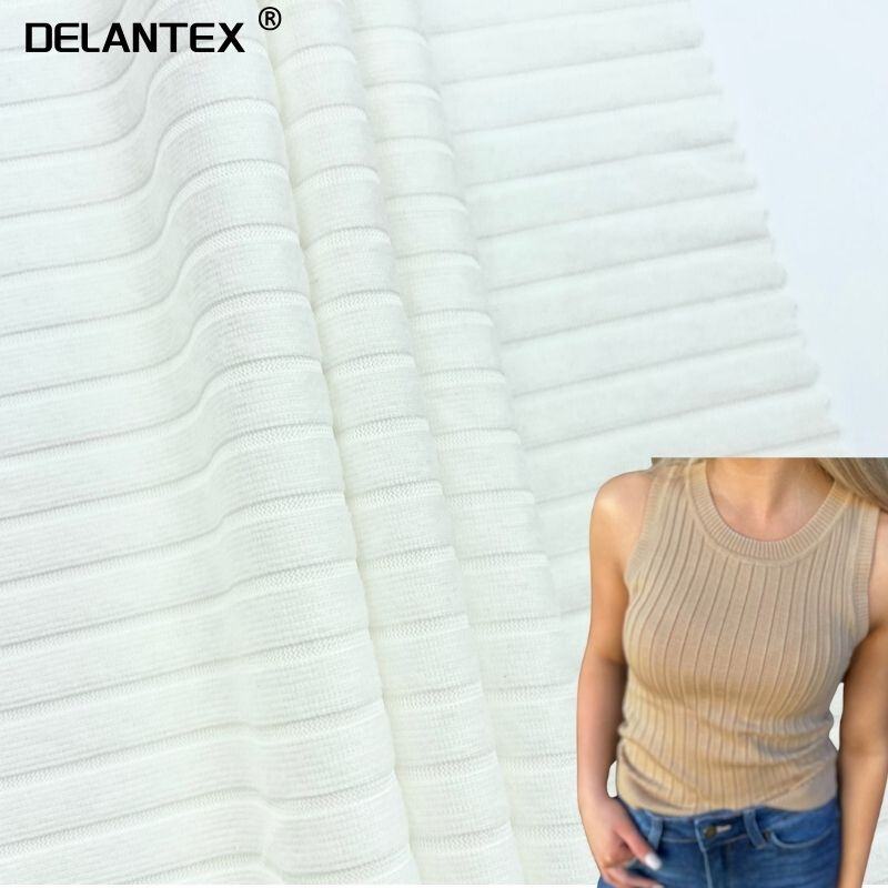 Delantex Weft Knitting DTY Single Brushed Rib Jersey Fabric for T-Shirt Free Sample