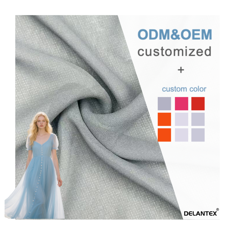 Delantex Woven Uniform Fabric 152cm 55gsm 100%polyester Breathable Uniform Fabric Women's Chiffon Dress