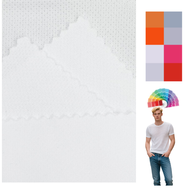 Delantex 100 Polyester Weft Knitted Dry Fit Mesh Fabric for Breathable Sport T-shirt Polyester Fabric for Sublimation Printing
