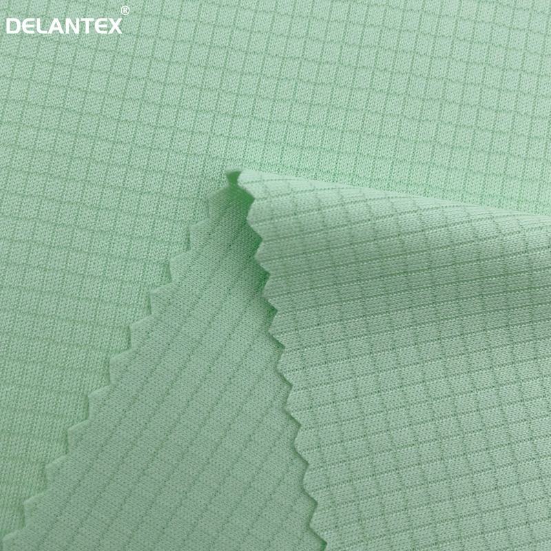 Delantex Moisture Wicking Breathable Plaid Checkered Mesh Jersey Fabric for T-shirt Free Sample