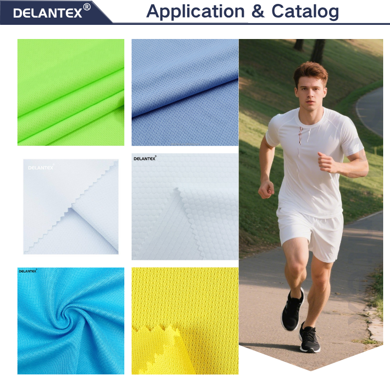 Delantex 4 Way Stretch Fabrics Sportswear 100%polyester Football-Interlock-fabric Gym Wear Athletic Mesh T-shirt Fabric