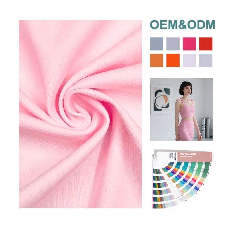 Delantex High Density Polyester-spandex Double-knit Interlock Jersey Fabric for Yoga Wear Sportswear Fabric Free Sample