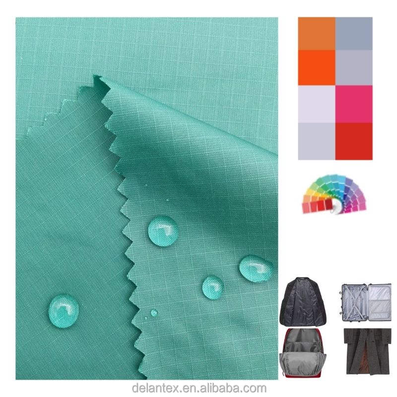 Delantex 100% Polyester Waterproof Green Grid Plaid Fabric for Outdoor Girls' Suitcase Lining and Garments