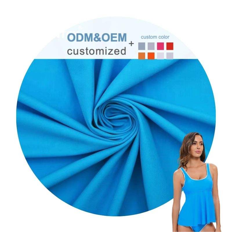 Custom Eco-Friendly 4 Way Stretch Swimwear Fabric 78% Recycled Nylon 22% Spandex Quick-Dry Breathable Recycle Girls Plain