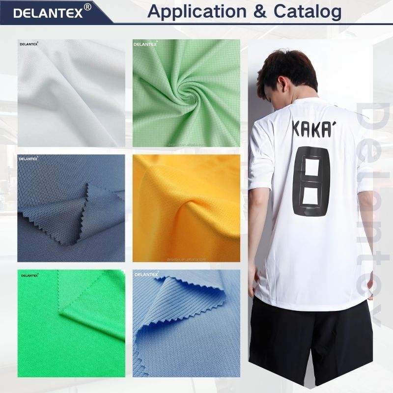 Delantex 100% Polyester Dry Fit White Sublimation Soccer Mesh Jersey Fabric for Soccer Wear Sports Uniforms SetFootball Shirt