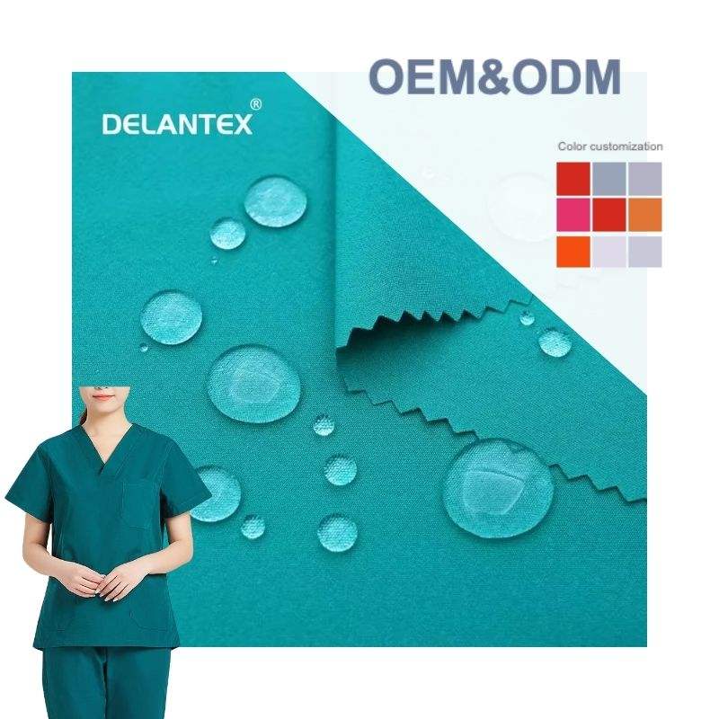 Delantex Wholesale Design Polyester Spandex Custom Stretch Fabric Doctor Nurse Scrub Dyed Uniform Fungi-proofing Medical Fabric