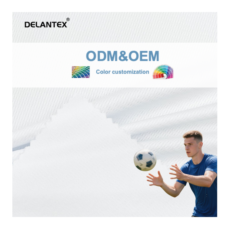Delantex Sport Wear Material 100% Polyester Eyelet-Bird-Eye Mesh Fabric Knit for Clothing Dress Fabric Wholesale