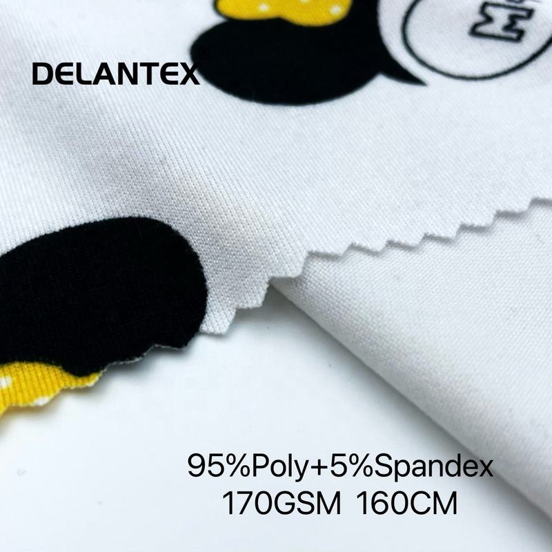 Delantex Double Brushed Printing Fabric 4 Way Stretch Spandex Knitting Fabric by the Roll for Sportswear Free Sample