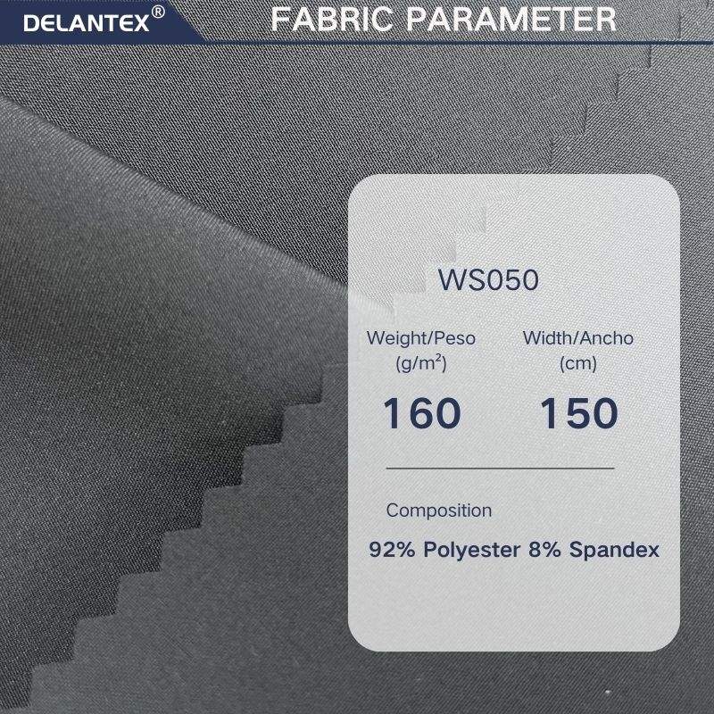 Delantex Wholesale Black 160GSM Wear-resistant Polyester Spandex Woven Fabric for Uniforms