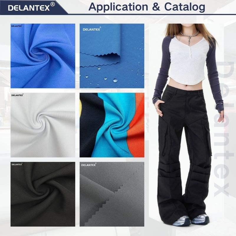 Delantex Woven Twisted 150D 96poly 4spandex Water Resistant 4 Way Stretch Twill Fabric for Leggings