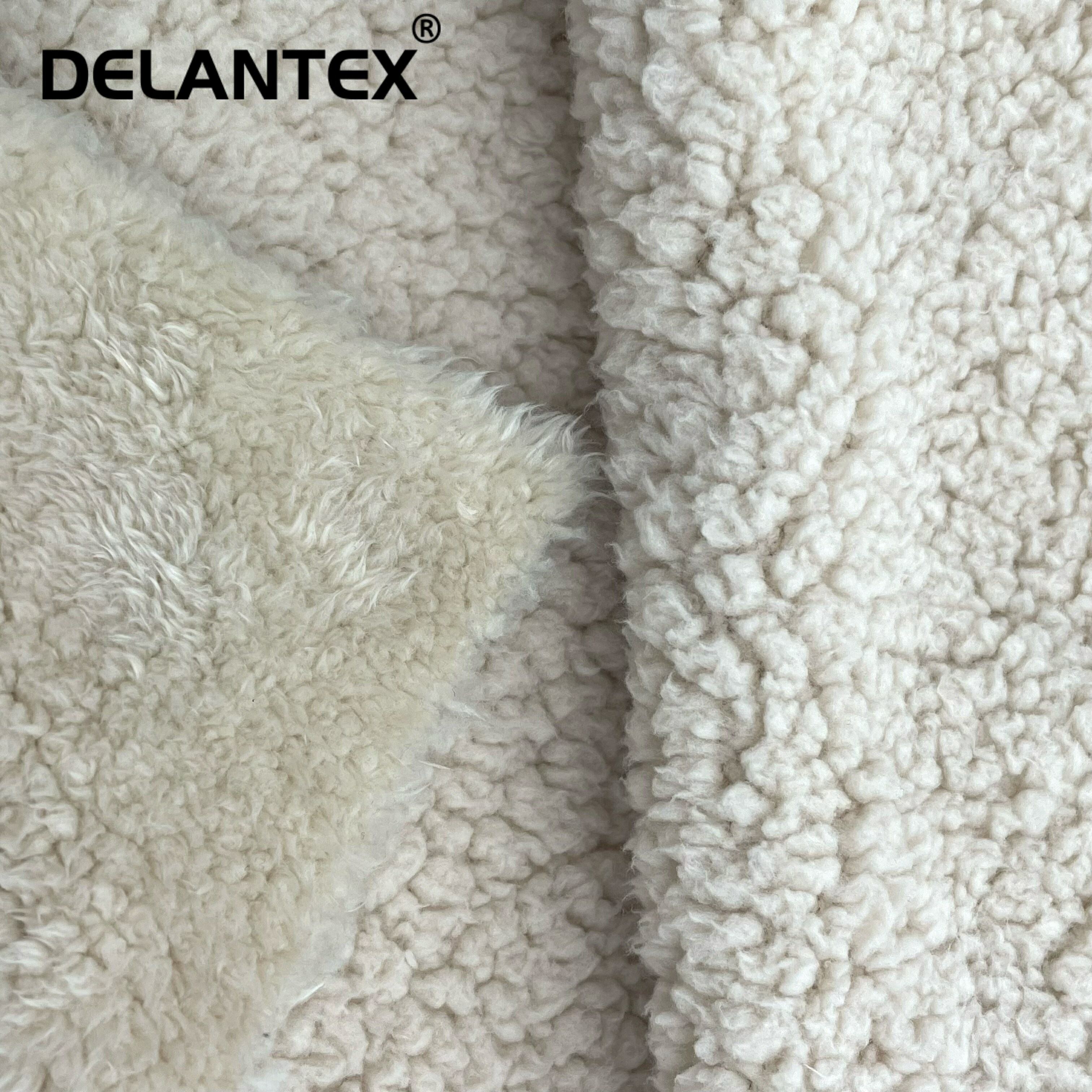 Delantex Shaoxing Textile Directly Factory Polyester Tela Sherpa Fleece Artificial Fur Fabric
