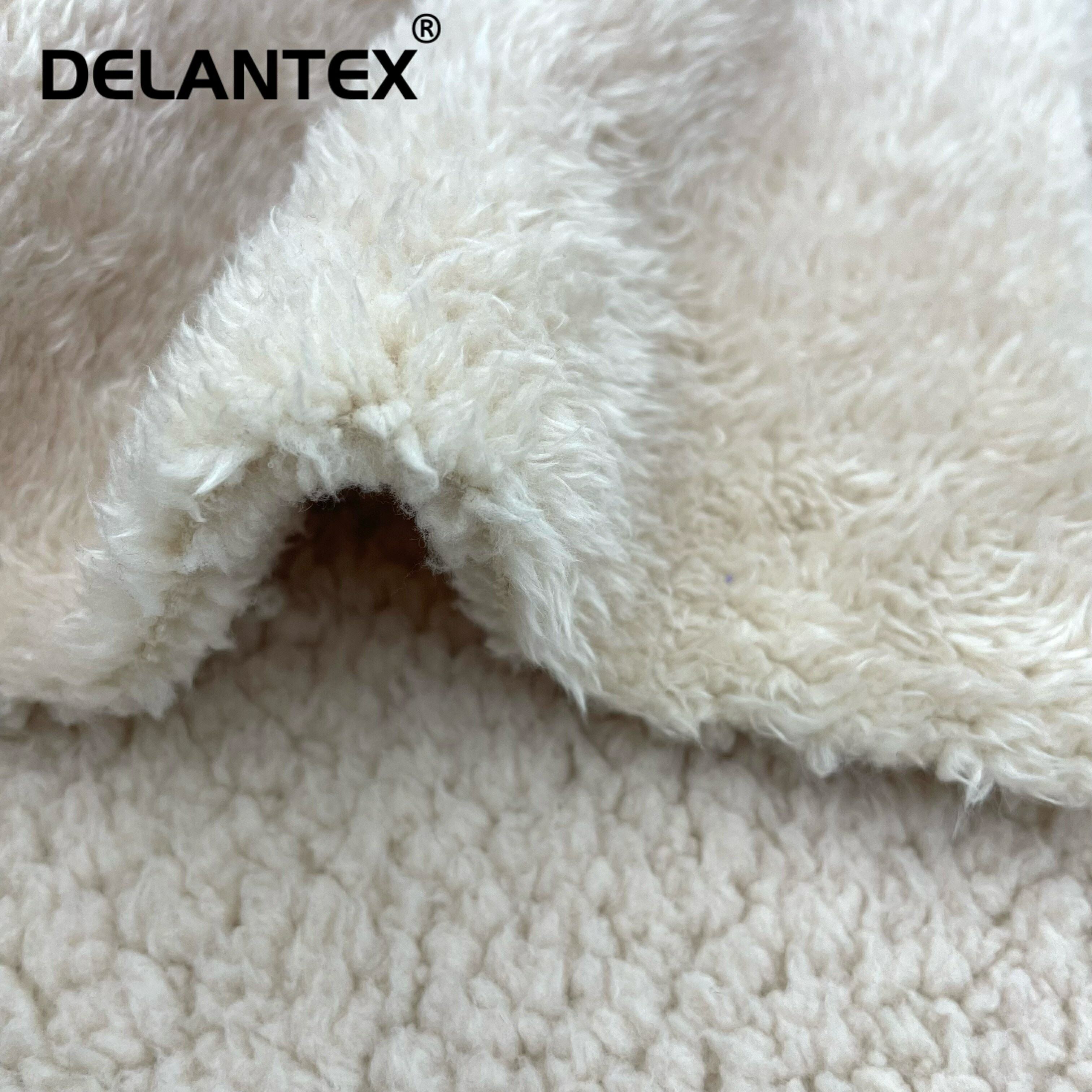 Delantex Shaoxing Textile Directly Factory Polyester Tela Sherpa Fleece Artificial Fur Fabric
