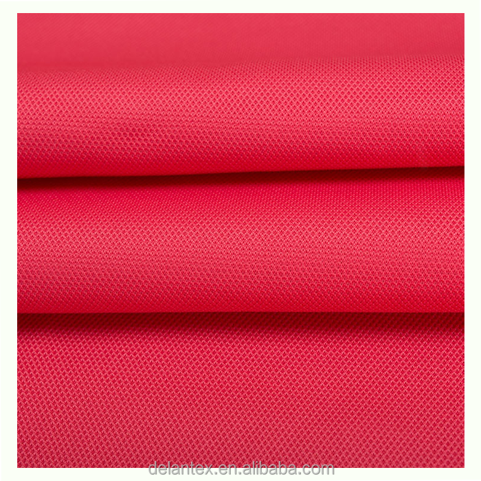 Delantex 100% Polyester Knitted Sportswear swiss Pique Fabric Polo Shirt Breathable French Pique Interlock Polo Mesh Fabric