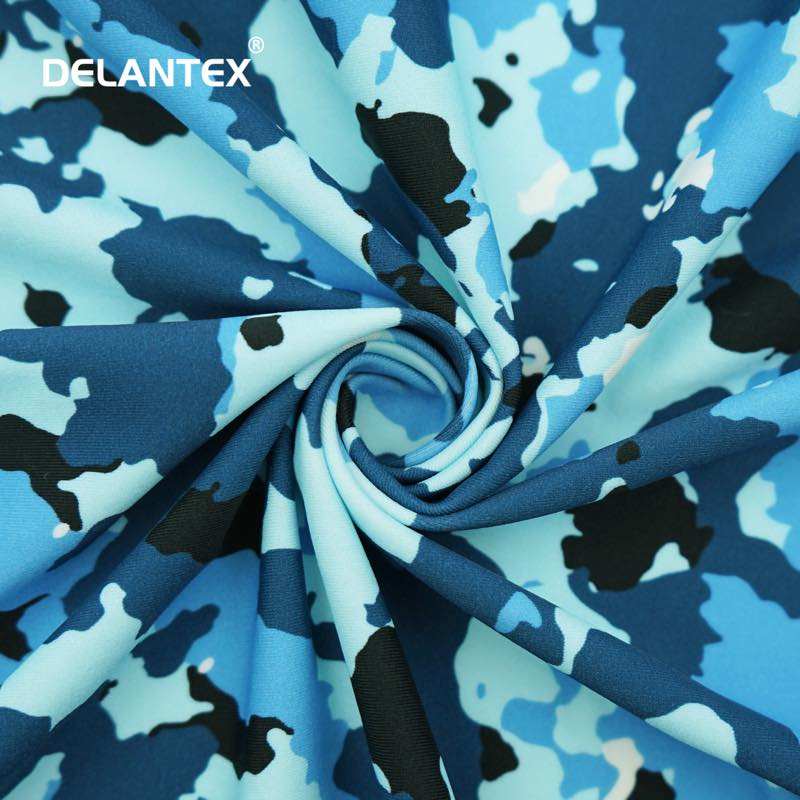 Delantex Textile Designer Dress Breathable Stretch Knitted Camouflage Printing Fabric Women's Clothing Swimwear Plain Girls