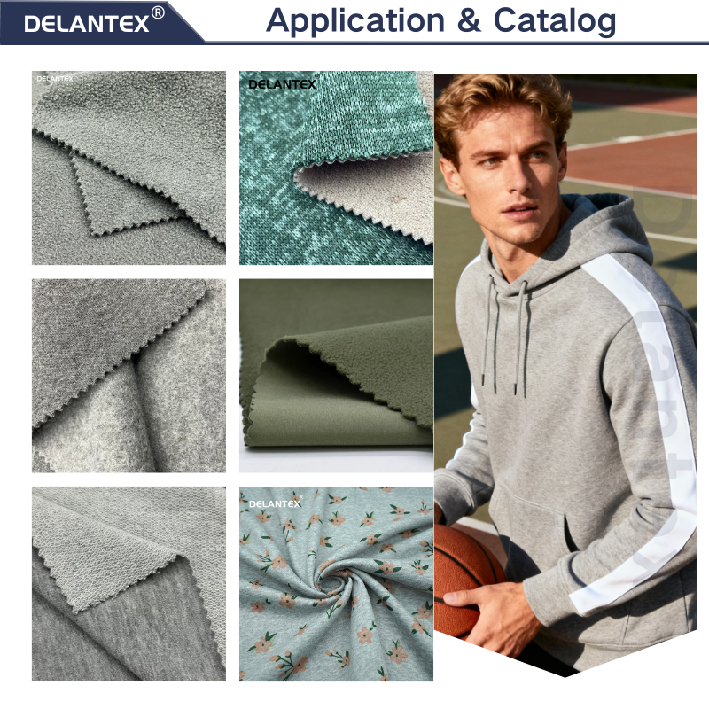 Delantex 21S TCHemp Gray Sweatshirt and Pants Fabric 65% Polyester 35%Cotton Weft Knitting Workmanship
