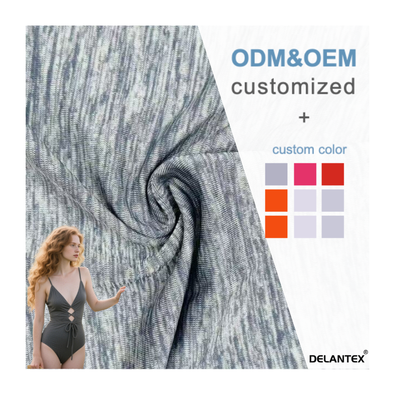 Delantex 40%Nylon 6%Spandex 54%polyester Weft Knit Elastane Fabric for Swimwear