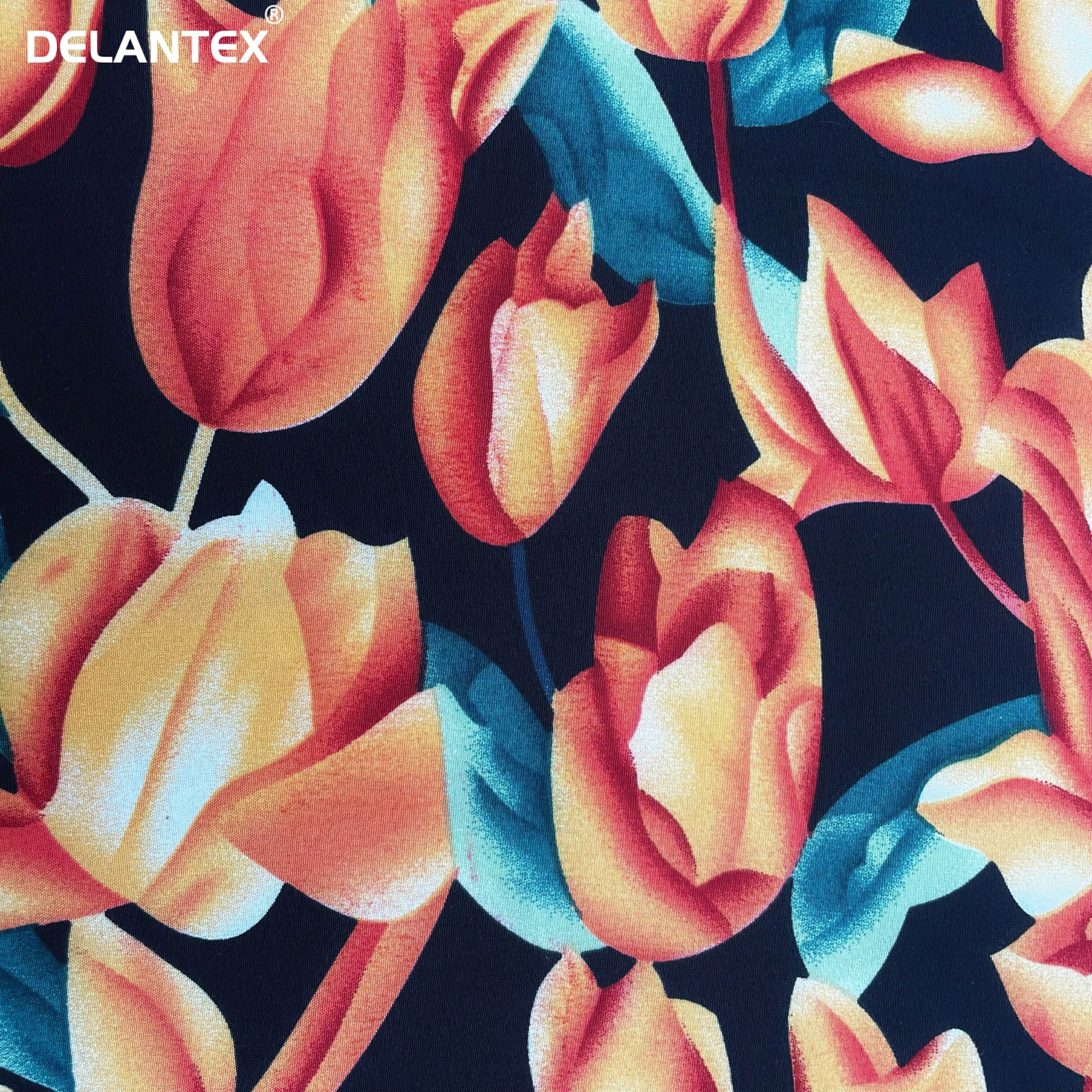 Delantex Manufacture Colorful 95%Polyester 5%Spandex Quick Drying Printed 4-Way Stretch Fabric for Blouse