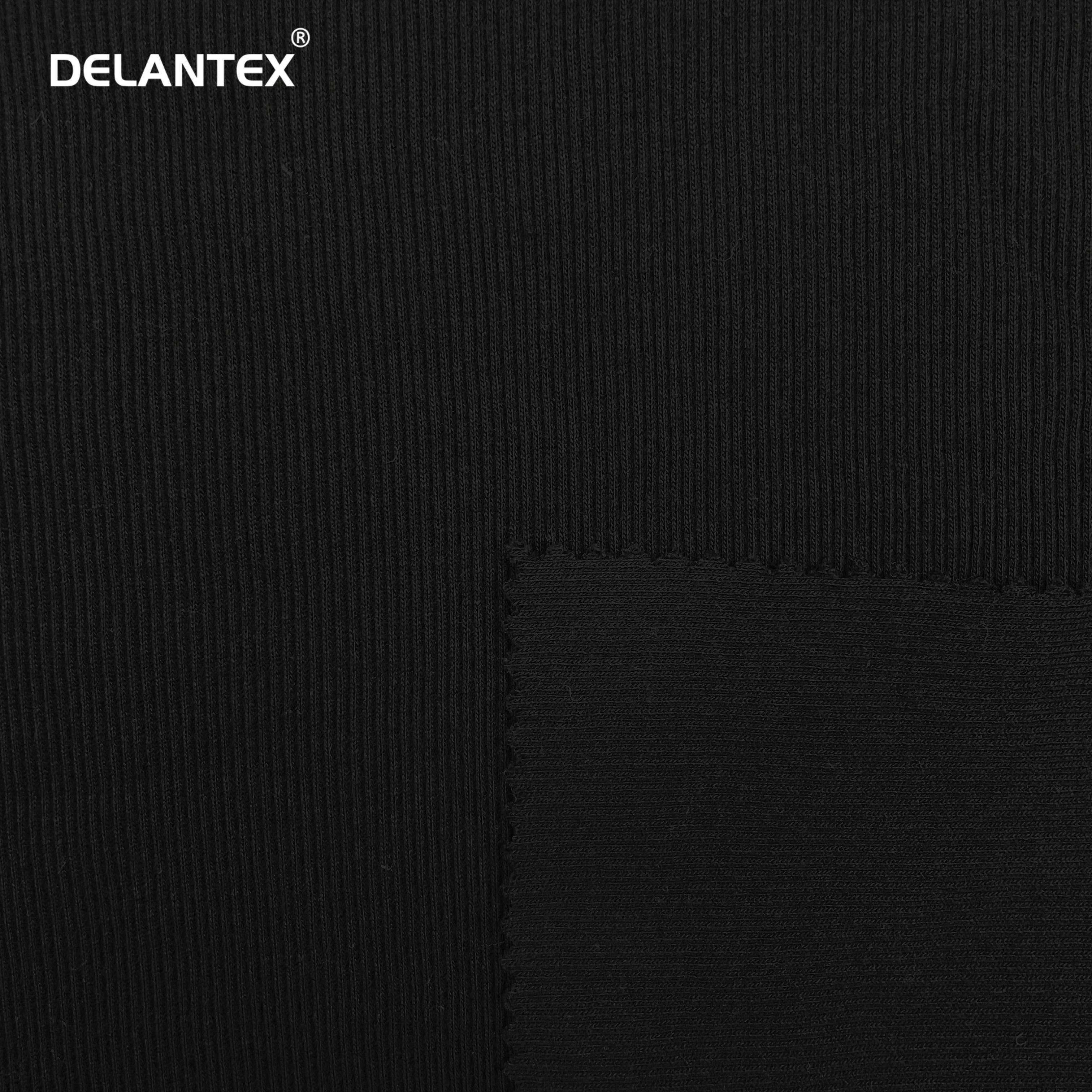 Delantex Custom Color Ribbing 95% Polyester 5% Spandex Solid 310GSM Ribbed 2*2 Rib Knit Fabric