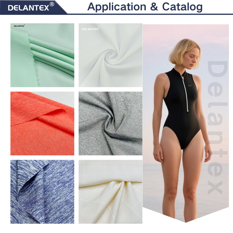 Delantex 4 Way Stretch 18%Polyester 70%nylon Elastane Fabric Polyester Spandex Knitted Fabric for Swim Clothes